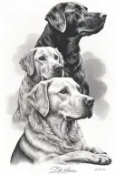Labrador retriever looking down on a smaller labador retriever from above only 2 dogs and say Rest in peace Marty  tattoo design idea