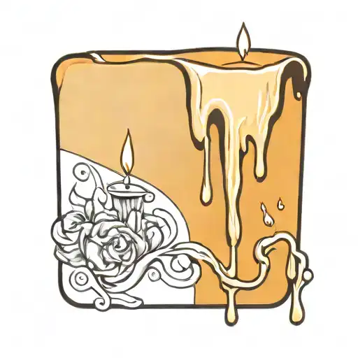 narrow melting candle wax dripping to the bottom of candle tattoo design idea