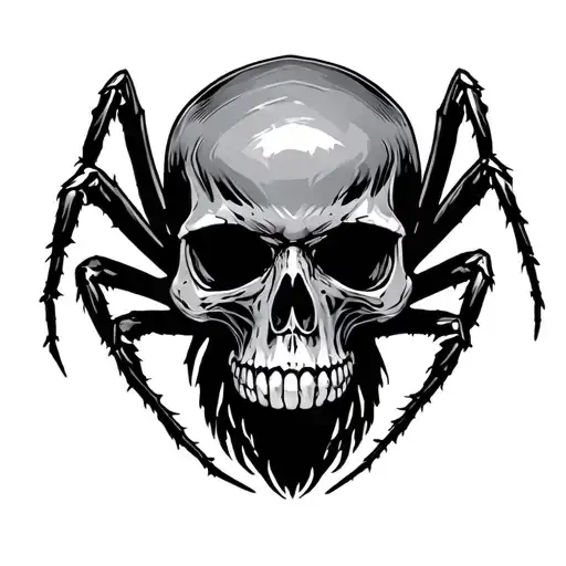skull a spider crawling tattoo design idea