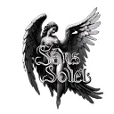 gothic angel statue dark the words " Sans Soleil" in gothic font tattoo design idea