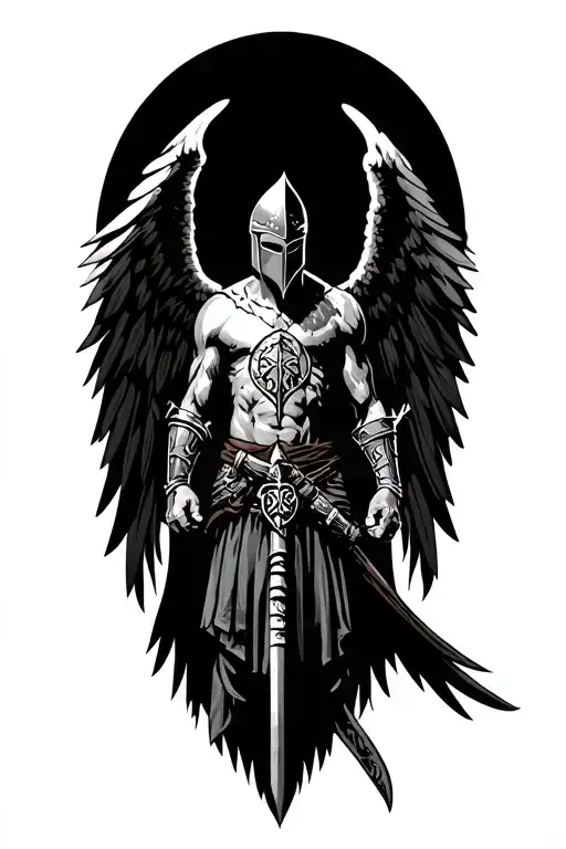 spartan warrior with wings tattoo design idea