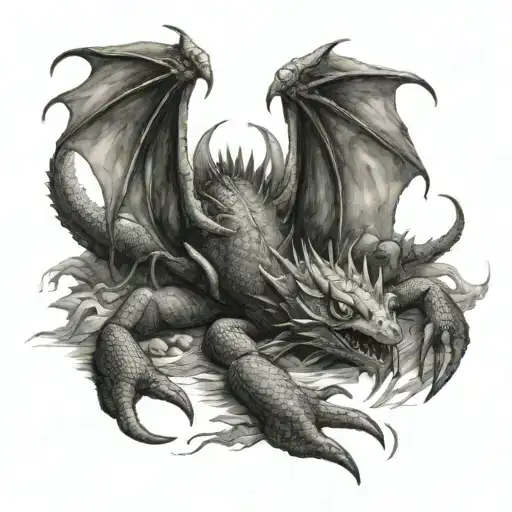 dragon and crab holding tattoo design idea