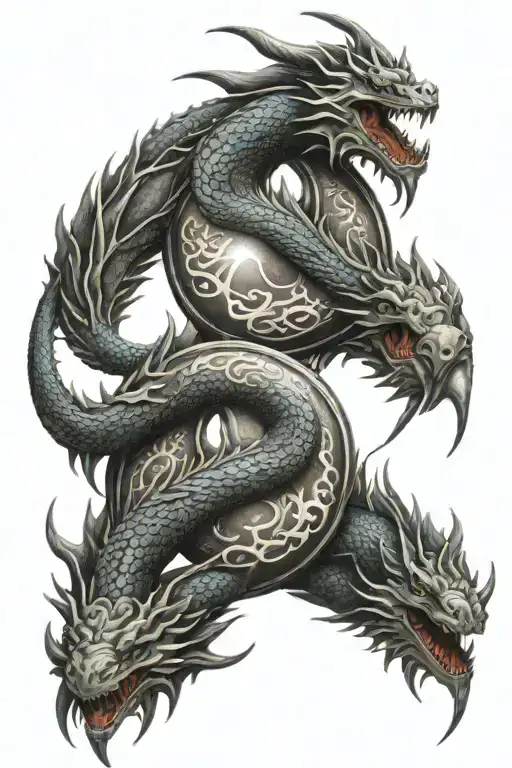 2 dragons in a yin yang symbol tattoo design idea