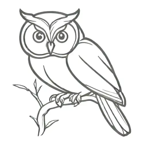 owl perched on a branch tattoo design idea