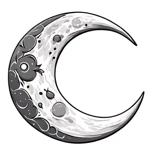cresent moon with deatils tattoo design idea
