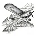 super cub plane flying over the mountains Alaska to remember my father that passed tattoo design idea