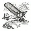 super cub plane flying over the mountains Alaska to remember my father that passed tattoo design idea