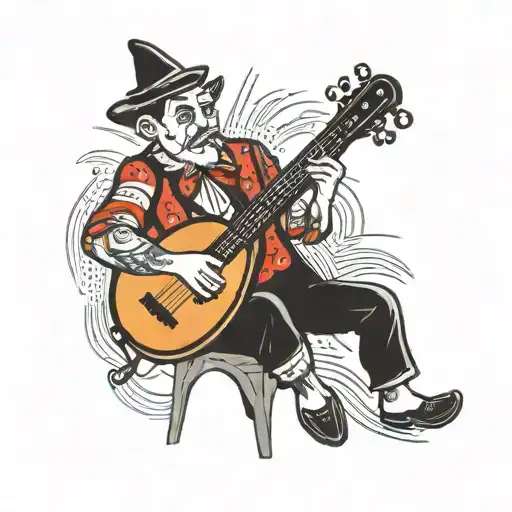 person with pointy ears playing banjo tattoo design idea