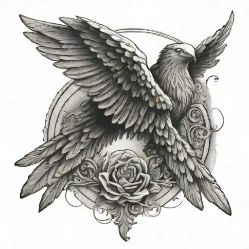 the words "When the angels from above Fall down and spread their wings like doves" tattoo design idea