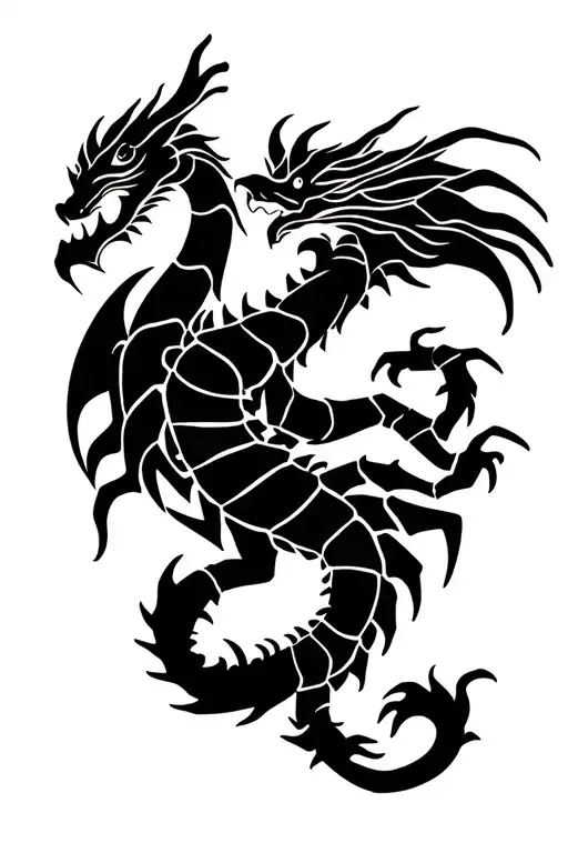 dragon and scorpion in my leg sleeve tattoo design idea