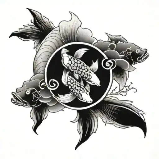 koi fish yin yang tattoo design idea