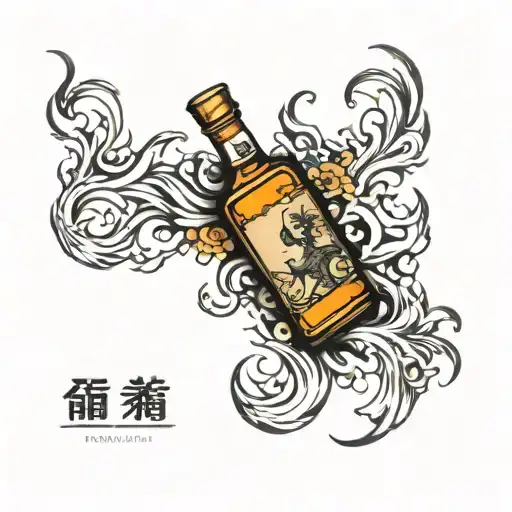 whiskey bottle tattoo design idea
