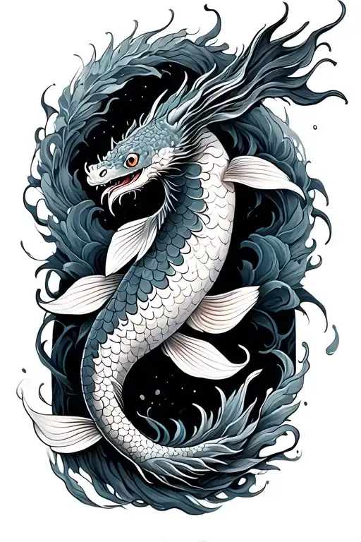 KOI FISH TRANSITIONING INTO A DRAGON WRAPPING AROUND THE ARM  tattoo design idea