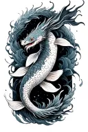 KOI FISH TRANSITIONING INTO A DRAGON WRAPPING AROUND THE ARM  tattoo design idea
