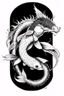 KOI FISH TRANSITIONING INTO A DRAGON WRAPPING AROUND THE ARM  tattoo design idea