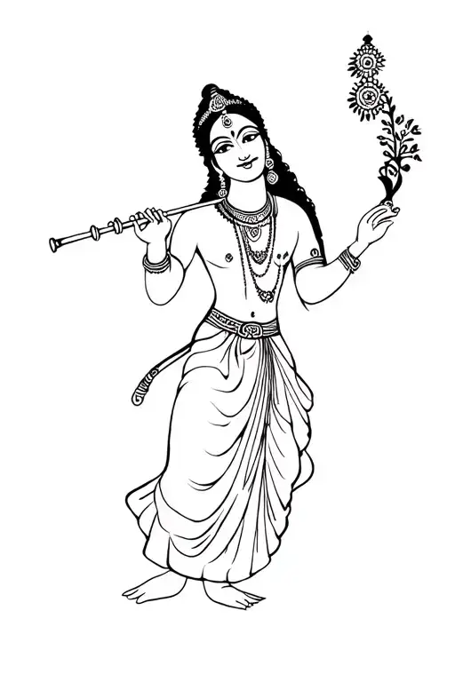 Krishna playing the flute tattoo design idea
