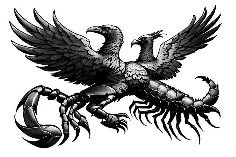 feminine astrology the evolution of Scorpio Phoenix into eagle  tattoo design idea