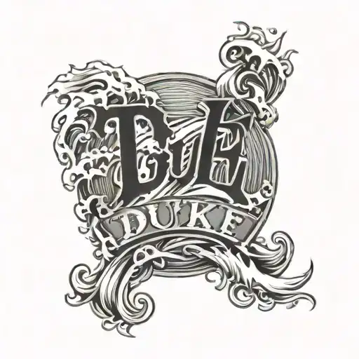 Duke spelled in crashing ocean waves tattoo design idea