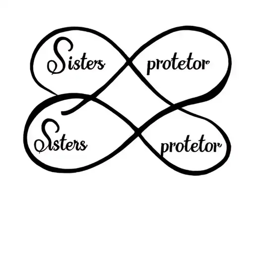 "Sisters protector" infinity symbol tattoo design idea