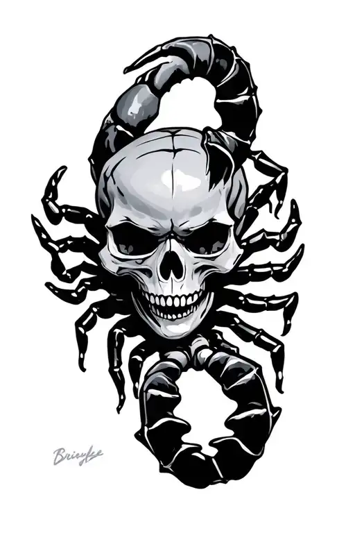 skull and scorpion tattoo design idea