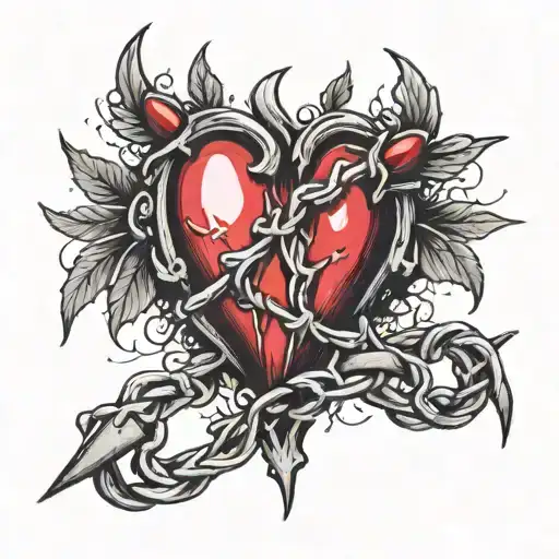  a bleeding heart with barbed wire surrounding it  tattoo design idea