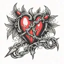  a bleeding heart with barbed wire surrounding it  tattoo design idea