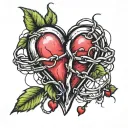  a bleeding heart with barbed wire surrounding it  tattoo design idea