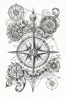 sailing , compass , anchor connected tattoo design idea