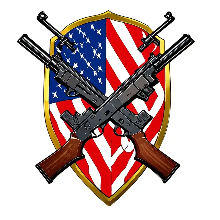 Incorporate the iconic symbol of the US Army infantry crossed rifles in a modern and abstract way tattoo design idea