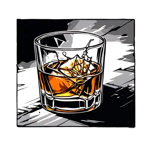Broken Whiskey Glass tattoo design idea