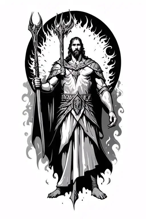 Heimdal standing by bifrost tattoo design idea
