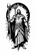 Heimdal standing by bifrost tattoo design idea