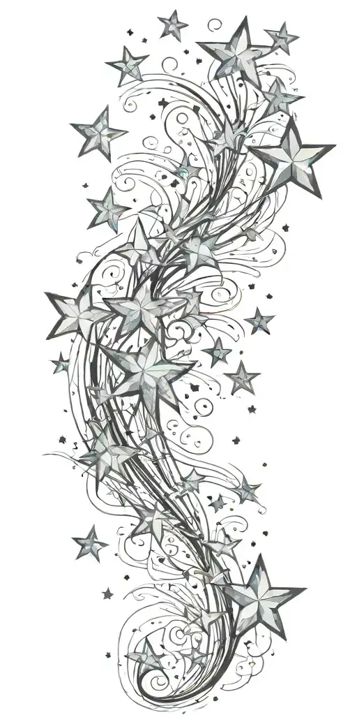 slutty sexy stars swooshing storm not to busy tattoo design idea