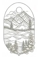 mountains filled with trees tattoo design idea