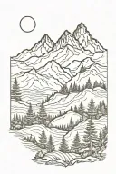 mountains filled with trees tattoo design idea