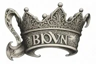 crown made of money with letter B tattoo design idea