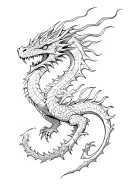 Eastern Dragao with Skuras around, tattoo design idea