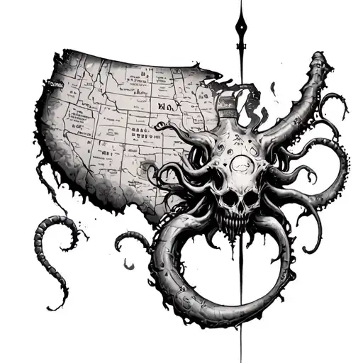 pulsar map voyager  lovecraftian horror steam punk tattoo design idea