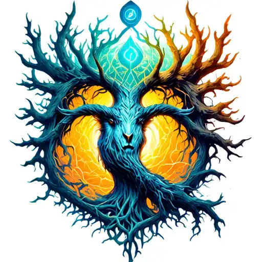 Norse Yggdrasil nine worlds tattoo design idea