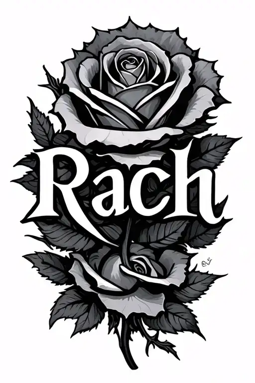 Rose Thorns Name "Rach" tattoo design idea
