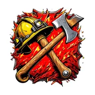 damage control firefighting crash axe crossed with fireman's maul tattoo design idea