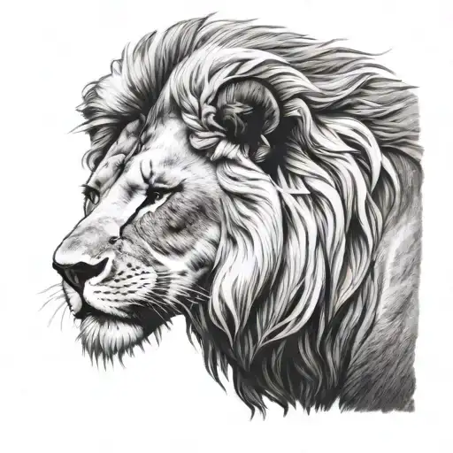 humble beast lion markings tattoo design idea