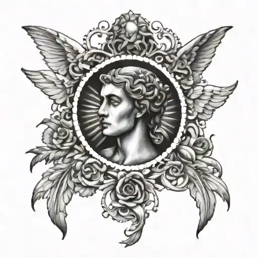 Angel Gabriel and 3 eyes tattoo design idea