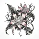 Choso from jjk, red spider lily's, purple wisteria, vines with thorns  tattoo design idea