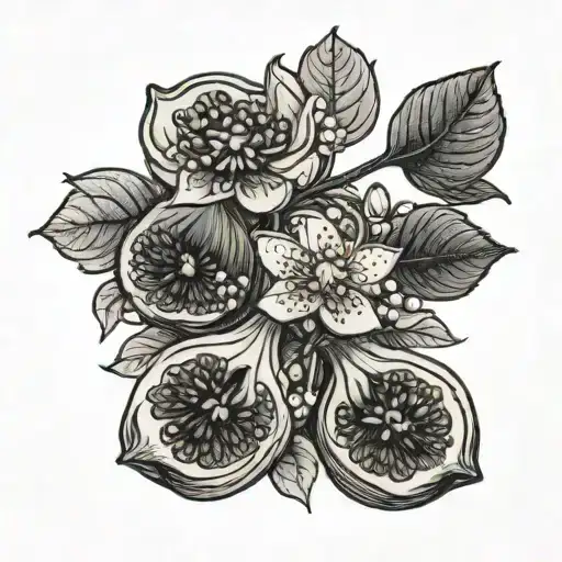 cut open Fig and cheery blossoms tattoo design idea