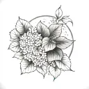 Hydrangea Flower inside a full moon tattoo design idea