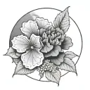 Hydrangea Flower inside a full moon tattoo design idea