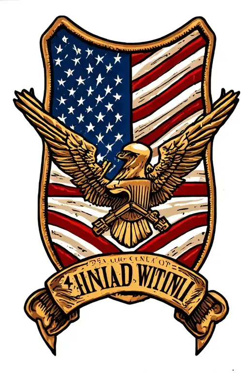 Create a military tattoo design featuring the US Army 4th Infantry Division patch as the central element. The patch shou tattoo design idea