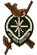 Create a military tattoo design featuring the US Army 4th Infantry Division patch as the central element. The patch shou tattoo design idea