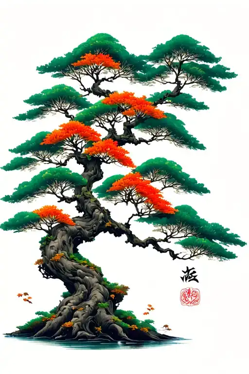 autumn tree tattoo design idea